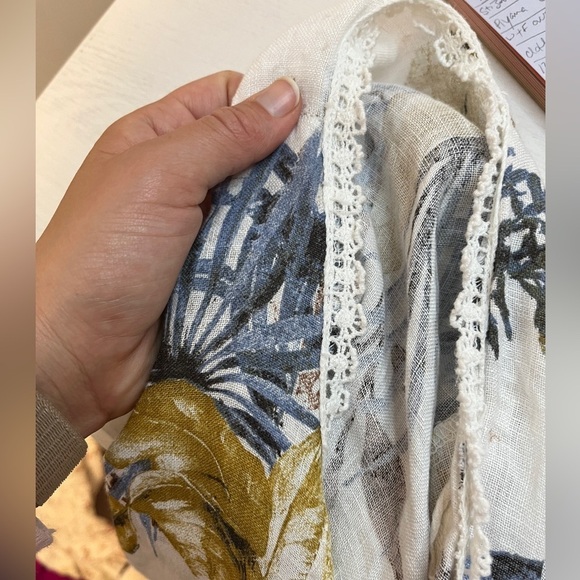 Francesca Bettini Linen Tropical Floral Print Open Front Kimono Cardigan OS - Picture 3 of 8